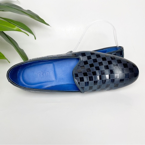 Fertini 80200 Low Vamp Checkered Leather Loafer - Navy - Picture 6 of 12